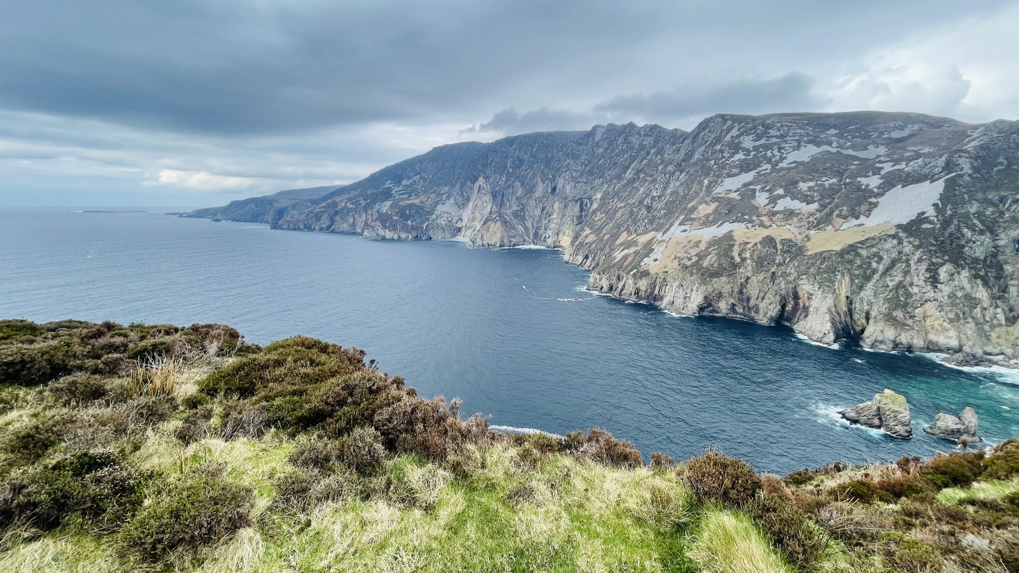 Dramatic sea cliffs above Silver Strand on the Donegal coast