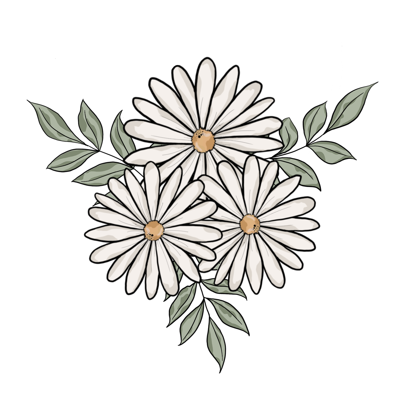 Hand-drawn daisy sticker